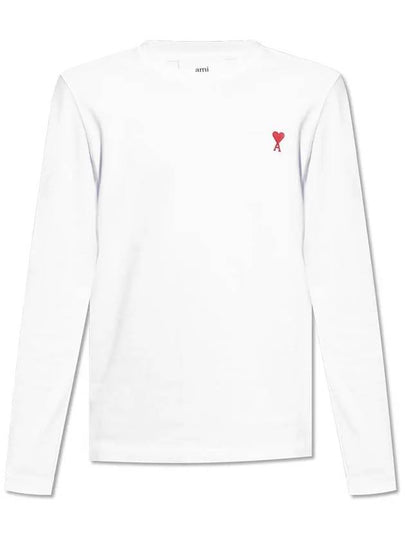 Small Heart Logo Long Sleeve T-Shirt White - AMI - BALAAN 2