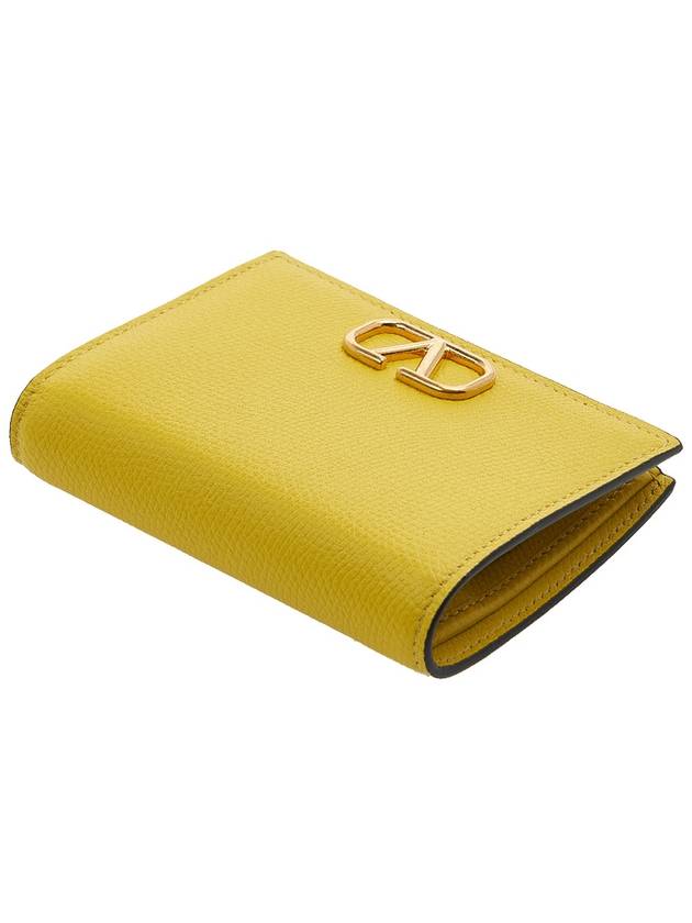 Compact V Logo Signature Calfskin Half Wallet Cedar Yellow - VALENTINO - BALAAN 5