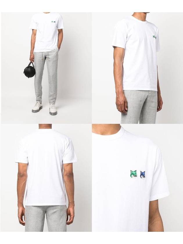 Double Monochrome Fox Head Patch Classic Short Sleeve T-Shirt White - MAISON KITSUNE - BALAAN 3