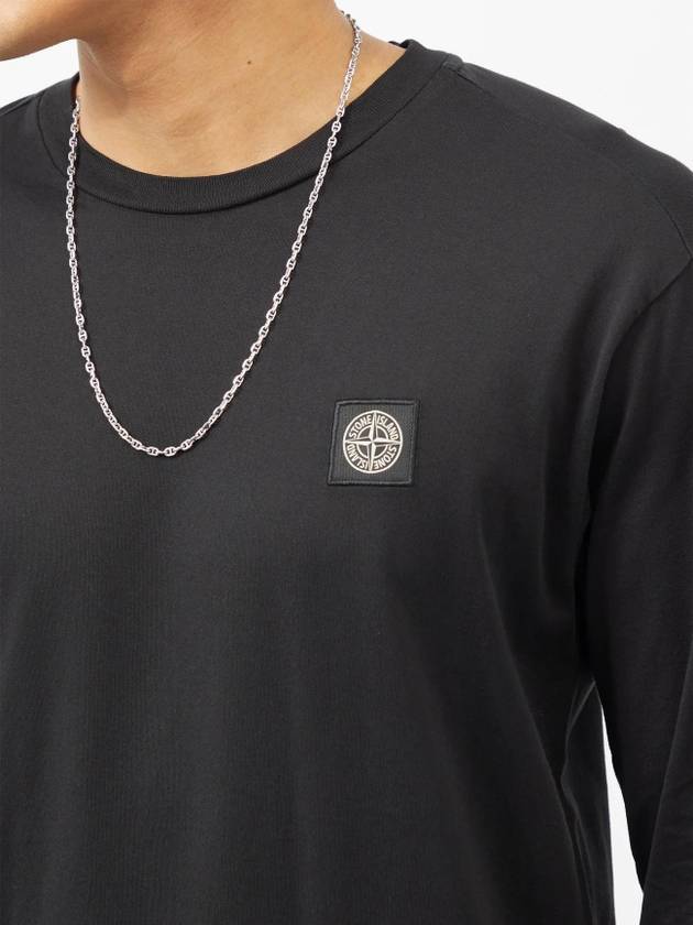 Men's Logo Patch Long Sleeve T-Shirt Black - STONE ISLAND - BALAAN 6