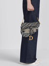 Saddle Oblique Jacquard Shoulder Bag Navy - DIOR - BALAAN 3