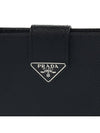 Triangle Logo Saffiano Flap Card Wallet Black - PRADA - BALAAN 7