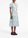 Floral Printed Cotton Midi Dress White - MARNI - BALAAN 4