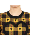 Heart Plaid Print Short Sleeve Knit Top Yellow - ALESSANDRA RICH - BALAAN 7