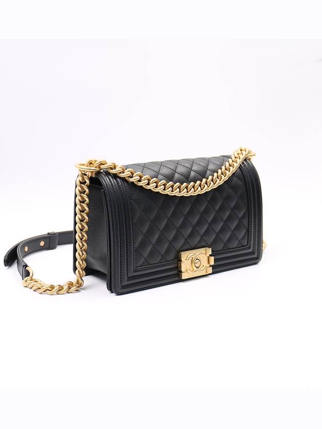 Boy Antique Caviar Quilted Cross Bag Black - CHANEL - BALAAN 4