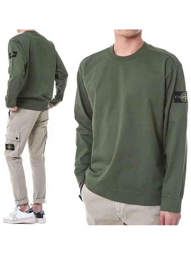 Men's Wappen Patch Crew Neck Sweatshirt Olive - STONE ISLAND - BALAAN 2