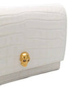 Gold Plated Skull Crocodile Leather Mini Shoulder Bag White - ALEXANDER MCQUEEN - BALAAN 5