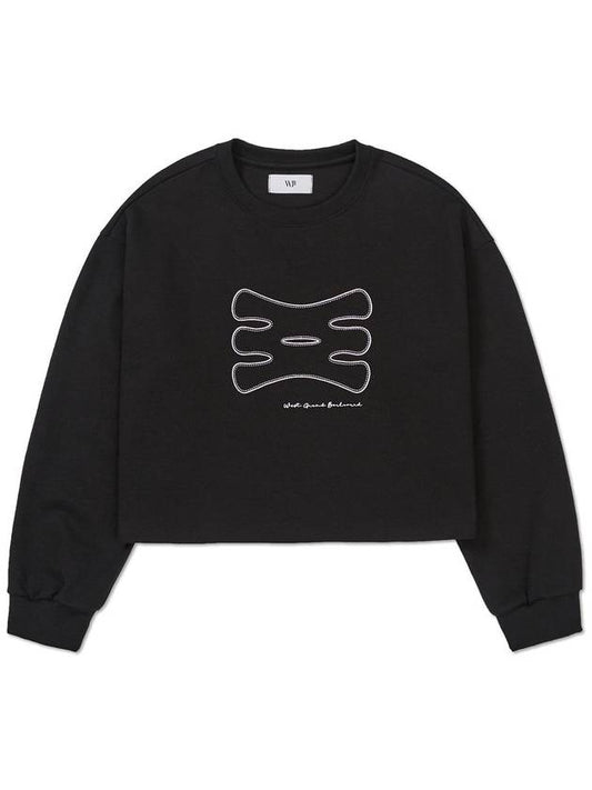 Sketch Oversized Crop Sweatshirt BLACK - WEST GRAND BOULEVARD - BALAAN 2