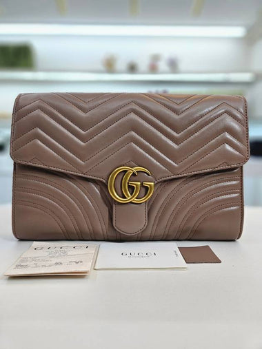 GG Marmont Matelasse pink beige clutch bag 498079 - GUCCI - BALAAN 1