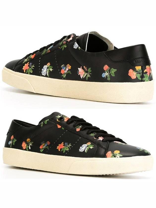 Flower Print Low Top Sneakers Black - SAINT LAURENT - BALAAN 1