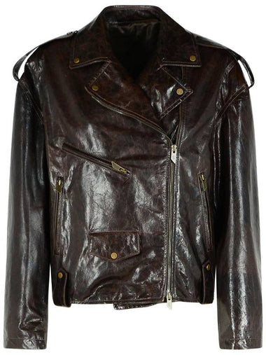 Salvatore Santoro Brown Leather Bomber Jacket - SALVATORE SANTORO - BALAAN 1