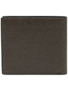 Pebble Grain Leather Half Wallet Dark Brown - THOM BROWNE - BALAAN 2