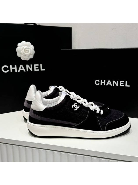 Women s Sneakers Suede Calfskin CC Logo Shoes Black - CHANEL - BALAAN 2