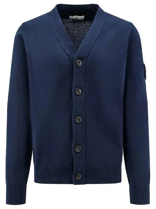 Logo Patch Cardigan Navy - STONE ISLAND - BALAAN 2