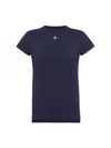 Embroided ORB Peru Short Sleeve T-Shirt Navy - VIVIENNE WESTWOOD - BALAAN 2