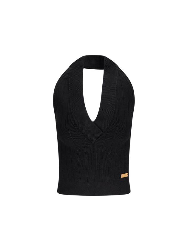 Halterneck Knit Top Sleeveless Black - BALMAIN - BALAAN 2