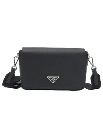 Saffiano leather shoulder bag black - PRADA - BALAAN 1