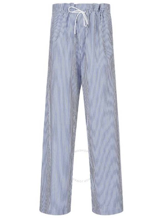 Emporio Armani Blue Poplin Striped Drawstring Trousers, Brand Size 46 (Waist Size 30") - EMPORIO ARMANI - BALAAN 1