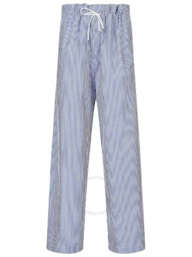 Emporio Armani Blue Poplin Striped Drawstring Trousers, Brand Size 46 (Waist Size 30