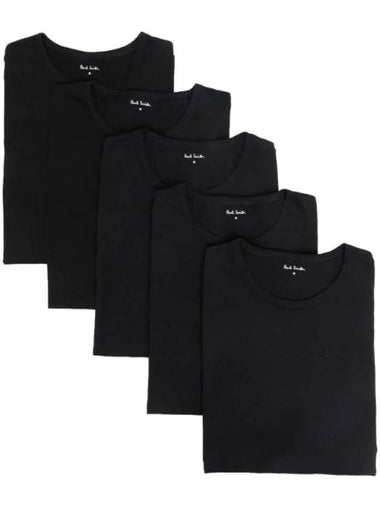 Cotton Short Sleeve Lounge Top 5 Pack Set Black - PAUL SMITH - BALAAN 1