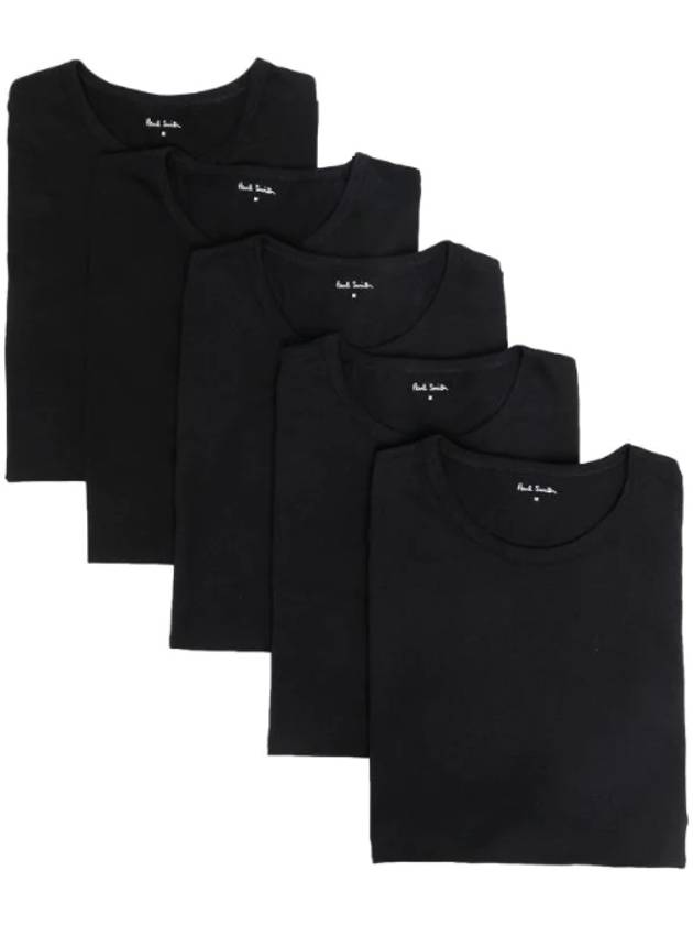 Organic Cotton Lounge Short Sleeve T Shirt 5 Pack Set Black - PAUL SMITH - BALAAN 1