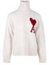 Intarsia Heart Logo Turtleneck White - AMI - BALAAN 2