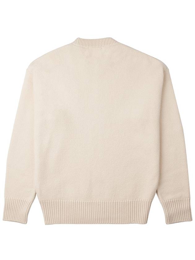 Big Heart Logo Wool Knit Top Vanilla White - AMI - BALAAN 3