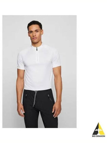 Stretch zipper neck slim fit polo shirt 50471594 100 - BOSS - BALAAN 1