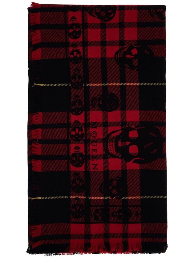 tartan wool skull scarf in - ALEXANDER MCQUEEN - BALAAN 1