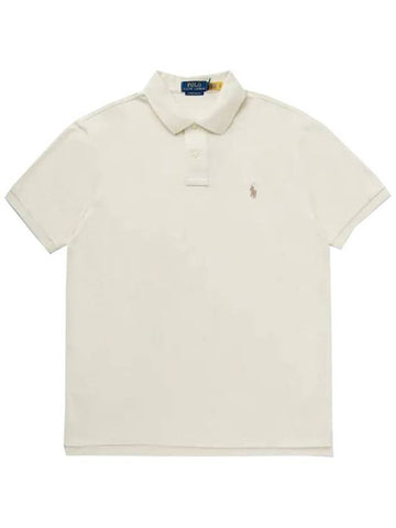 Embroidered Brown Pony Slim Fit Polo Shirt Beige - POLO RALPH LAUREN - BALAAN 1