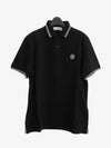 Stretch Cotton Pique Short Sleeve Polo Shirt Black - STONE ISLAND - BALAAN 4