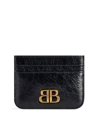 Embellished Logo Leather Card Wallet Black - BALENCIAGA - BALAAN 1