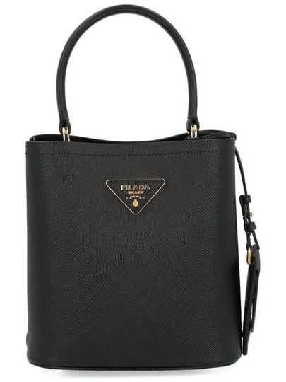 Panier Saffiano Leather Small Tote Bag Black - PRADA - BALAAN 2