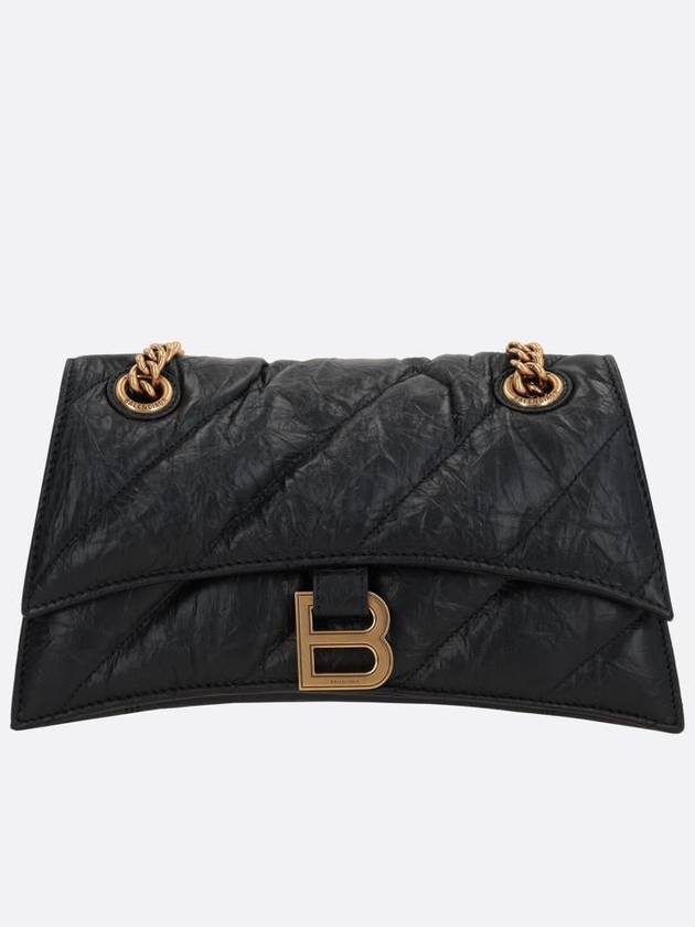 Women's Crush Logo Gold Chain Small Shoulder Bag Black - BALENCIAGA - BALAAN 2