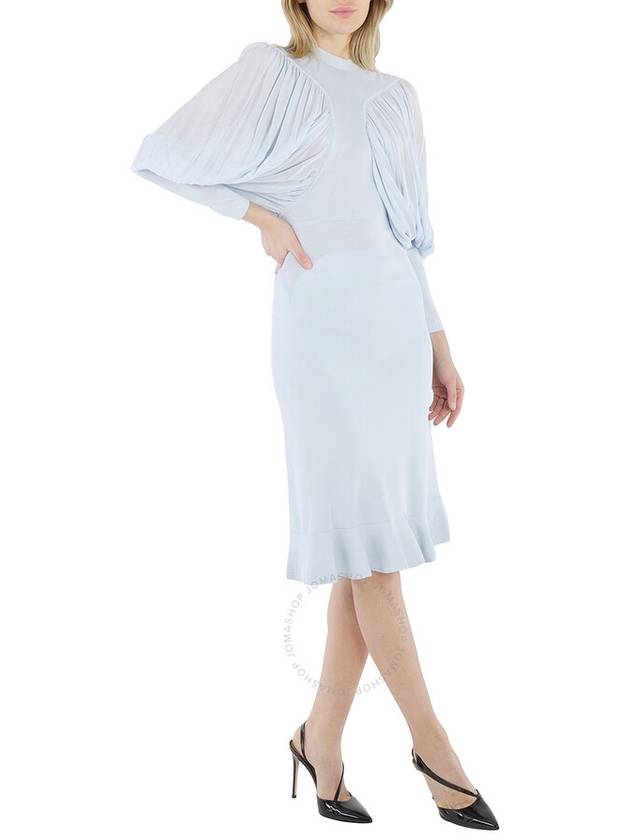 Women's Puff Sleeve Jersey Midi Dress Pale Blue - BURBERRY - BALAAN 3