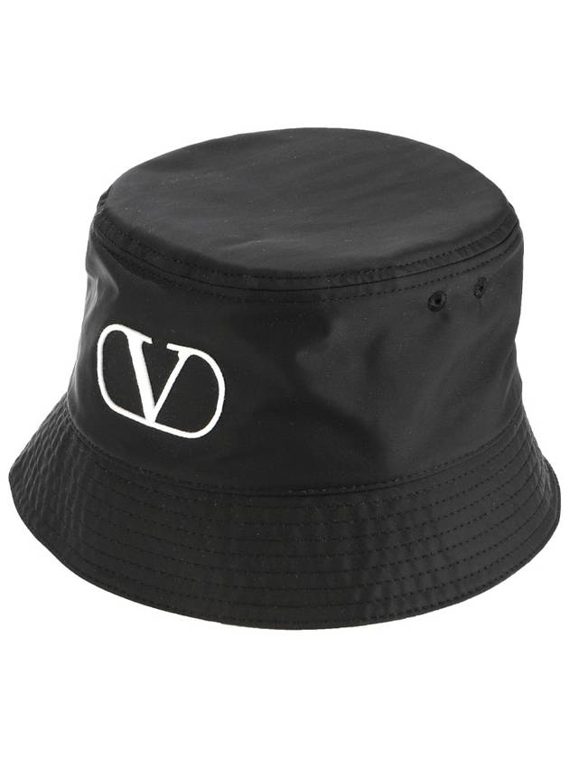 Signature V Logo Bucket Hat Black - VALENTINO - BALAAN 2