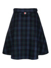 Tartan Flannel Side Tab A Line Skirt Blue - THOM BROWNE - BALAAN 3