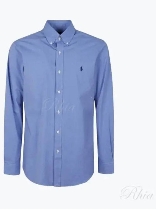 Embroidered Logo Long Sleeves Shirt Blue - POLO RALPH LAUREN - BALAAN 2