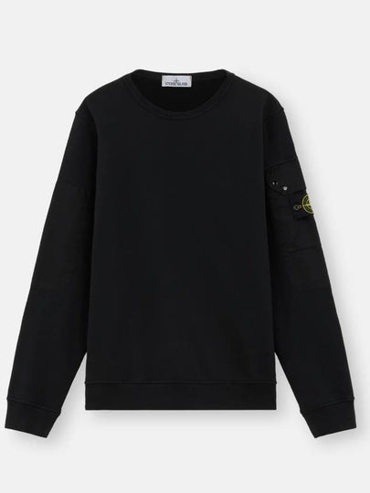 Brushed Organic Cotton Fleece Sweatshirt Black - STONE ISLAND - BALAAN 2