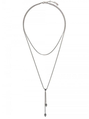 double skull chain necklace silver - ALEXANDER MCQUEEN - BALAAN 1