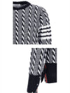 Bicolor Twist Cable 4 Bar Crew Neck Knit Top Navy - THOM BROWNE - BALAAN 7