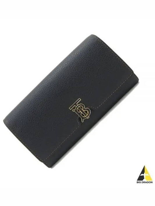 TB Logo Grainy Leather Continental Long Wallet Black - BURBERRY - BALAAN 2