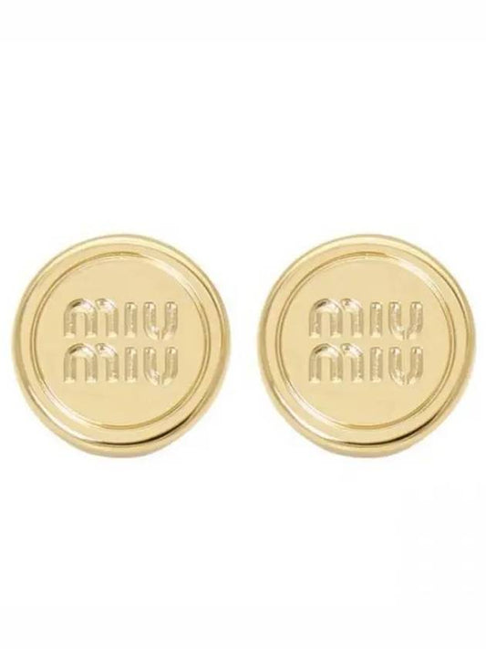 Round Logo Earrings Gold - MIU MIU - BALAAN 2