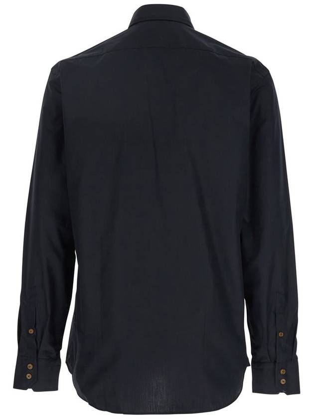 Men's Embroidered ORB Long Sleeve Shirt Black - VIVIENNE WESTWOOD - BALAAN 3