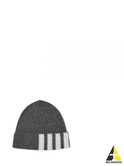 4 Bar Stripe Cashmere Beanie Grey - THOM BROWNE - BALAAN 2