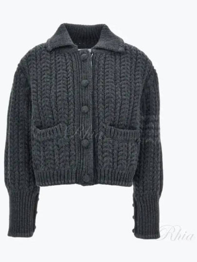 Chunky Links Stitch 4 Bar Polo Merino Wool Cardigan Grey - THOM BROWNE - BALAAN 2