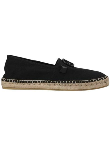 V Logo Stud Espadrilles Shoes Black - VALENTINO - BALAAN 1