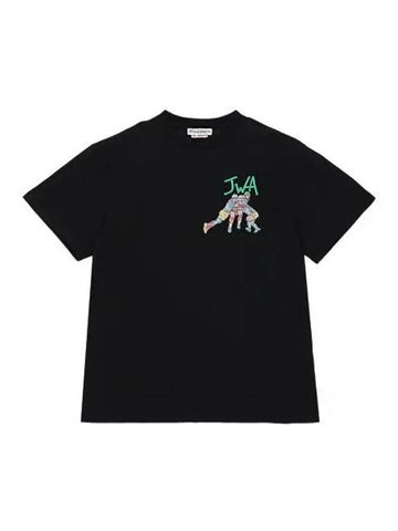 Rugby team embroidered short sleeve t shirt black - JW ANDERSON - BALAAN 1