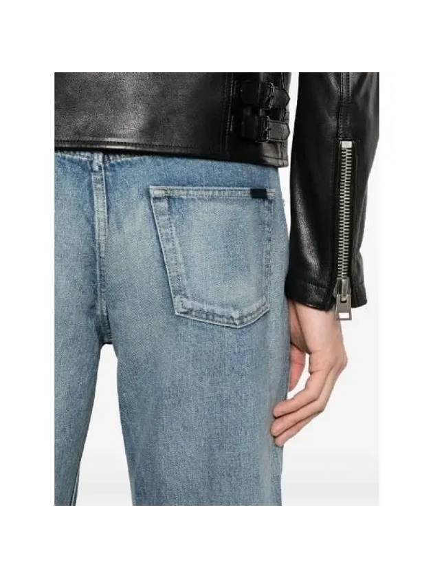 Cotton Straight Leg Jeans Blue - SAINT LAURENT - BALAAN 6