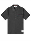 Men's Three Stripes Pocket Mercerized Short Sleeve Polo Shirt Dark Grey - THOM BROWNE - BALAAN 2